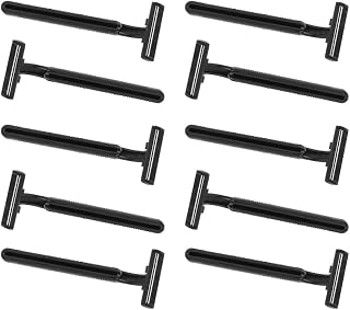10 Afeitadoras Desechables Negras para Hombres y Mujeres, de Plástico Doble Capa de Acero, Diseño Antideslizante para Depilación Corporal en Viaje y Uso Profesional