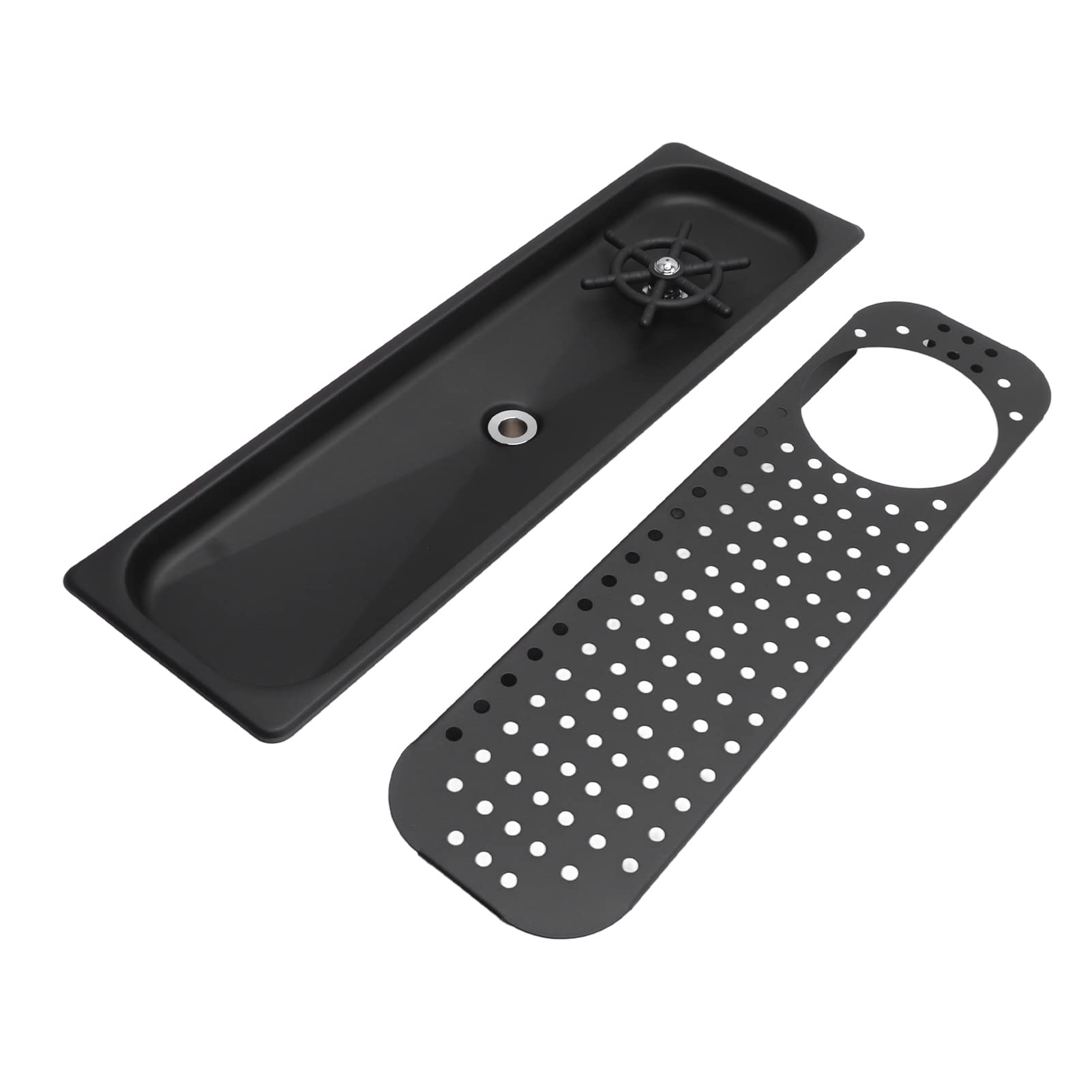 Dpofirs Pitcher Rinser, 304 Stainless Steel Pitcher Rinser, Cup Washing, Glass Rinser, High Pressure Washing, With Drain Drip Tray Hose, Cup Washer, for Bar Coffee Shop (Black B)