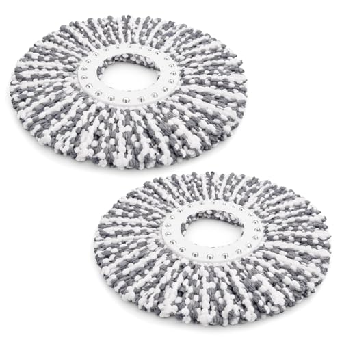 Image of 360 Rotating Magic Spin Microfiber Mop Refill for Floor Cleaning | Bucket Mop Head Replacement Accessories (Pack of 2) - Grey