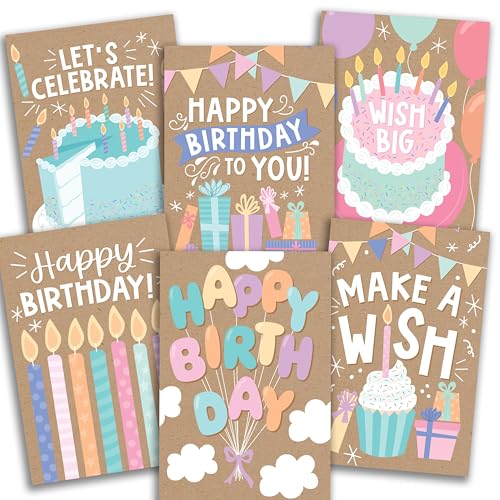 Cartes d'anniversaire assorties lot de 54 unités papeterie rustique avec enveloppes