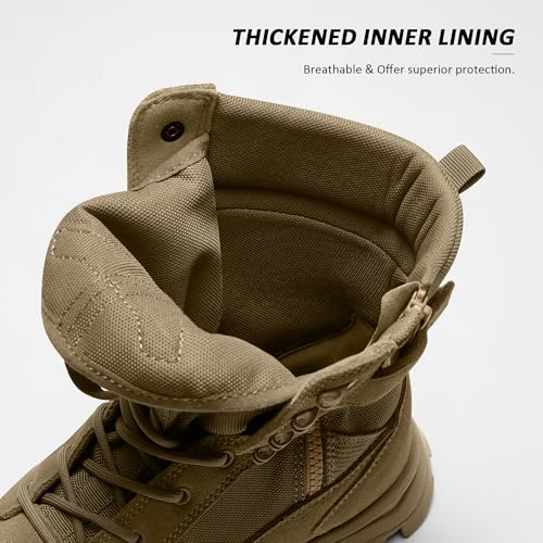 Image of Coostar Tactical Boots for Men Lightweight Military Combat Work Boot Side Zipper Motorcycle Hiking Boots 8 Inches