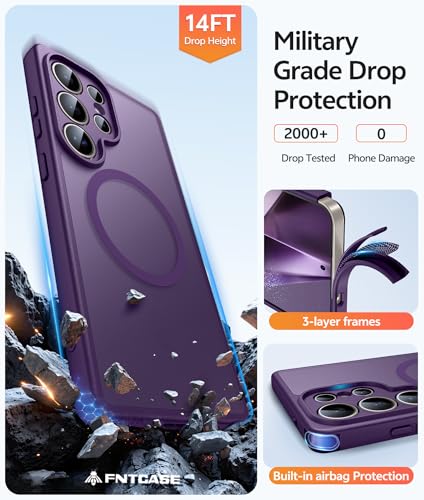 Image of FNTCASE for Samsung Galaxy S24 Ultra Case: [Fit for Magsafe] [Full Camera Protection] Translucent Matte Cases with [Screen Protector] Military Grade Shockproof Protective Phone Cover