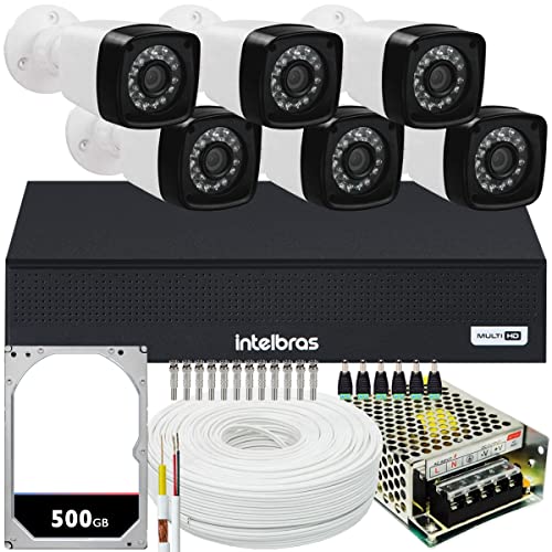 Kit Dvr Intelbras 8 Canais H.265 6 Câmeras Full Hd 20 Metros