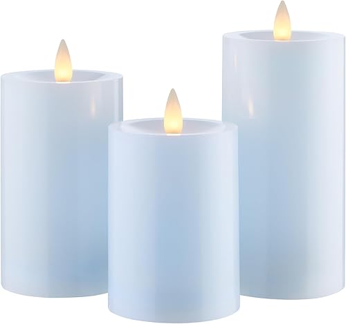Miniatura 1 de CozierGlow Velas de pilar sin llama de cera parpadeantes con temporizador remoto, velas LED de llama móvil 3D de hasta 400 horas con 2 pilas AA,