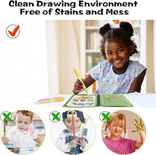 Image of 4pcs Reusable Magic Water Book for Kids 2-5years - Drawing Coloring Books for Kids - Magic Water Pen - Age 2-5 Years