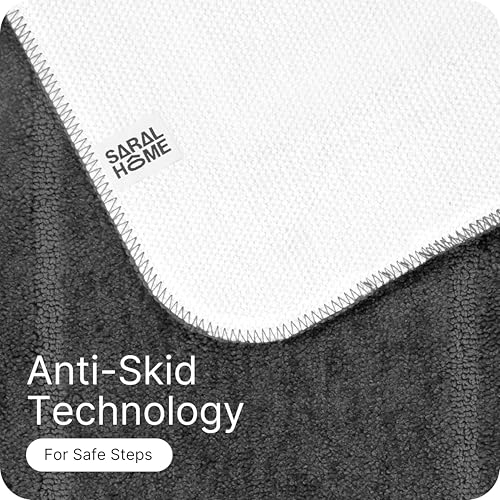 Image of Saral Home - Good Morning Mat, Soft, Anti-Skid, Washable, Water Absorbent, Quick Drying, All time usable Bathmat /Doormat /Runner. Slip-Resistant Backing for Everyday Safety.(DK.Grey. 50X70-2PC)