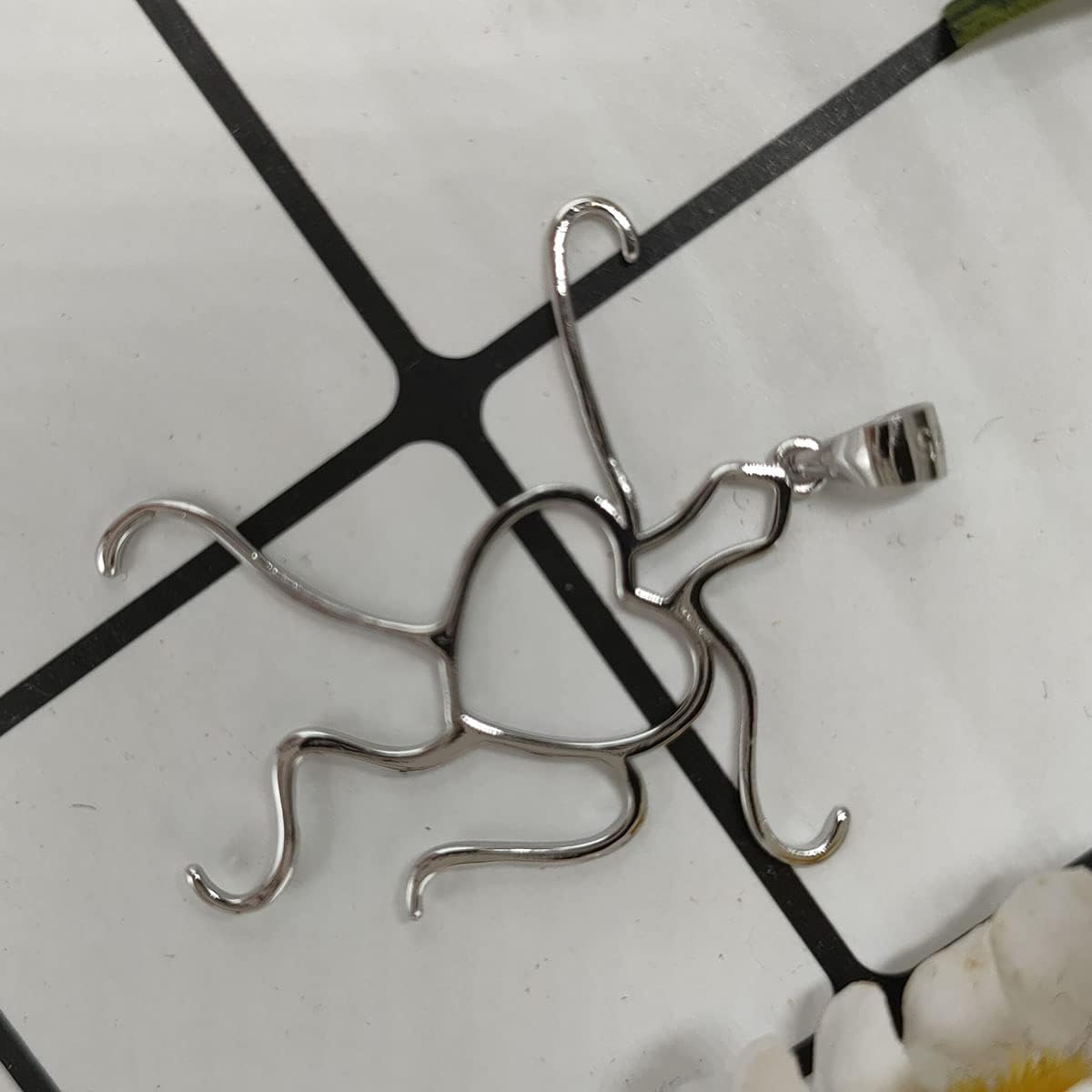 Solid 925 Silver 5 Claws Pendant Blank Heart Shape Cabochon Setting DIY Charm for Necklace Jewelry - Image 7