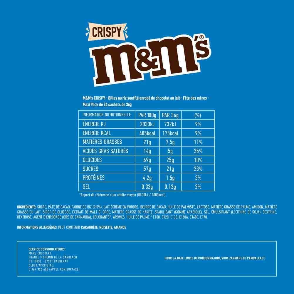 M&Ms Crispy & Peanut – Coffret, Chocolat au Lait - Idéal Cadeau et Snacks - 24x36g Crispy + 36x45g Peanut (60 Sachets au total)