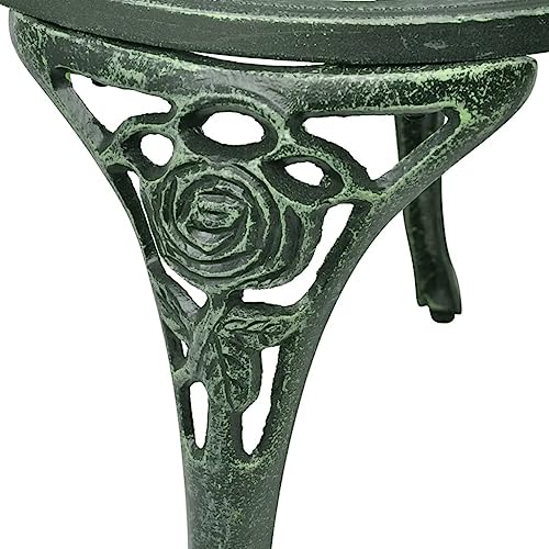 vidaXL 3tlg. Bistro Set Tisch 2 Stühle Essgruppe Sitzgruppe Gartenmöbel Grün Aluguss - 7