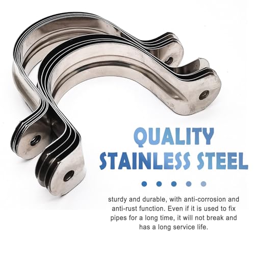 Image of 2Inch U Bracket Tube Clip Pipe Strap Clamp Stainless Steel Pipe Strap Clamp,Two Hole Strap,Stainless Steel Heavy Duty Pipe Fasten Holder(10Pcs)