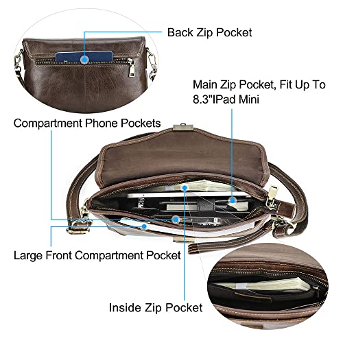 Contacts Mens Leather Code Lock Clutch Bag, Travel Anti Theft Clutch Wallet for Men 8.3" iPad Crossbody Purse Wrist Handbag4