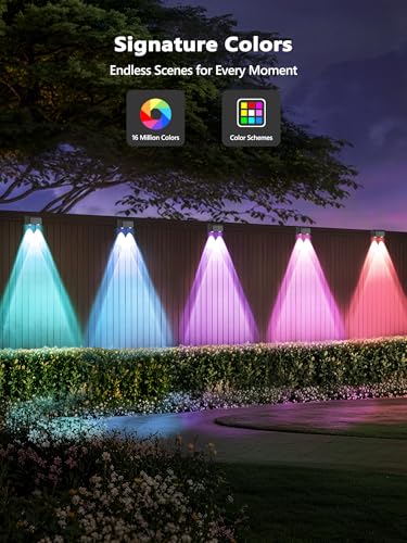 Image of Brizled Smart Fence Lights, RGBCW Outdoor Color Changing Deck Lights APP & Voice Controlled, 32.8ft Music Sync Orange Purple Fence Lighting Smart Lighting IP65 Waterproof for Halloween Christmas Decor