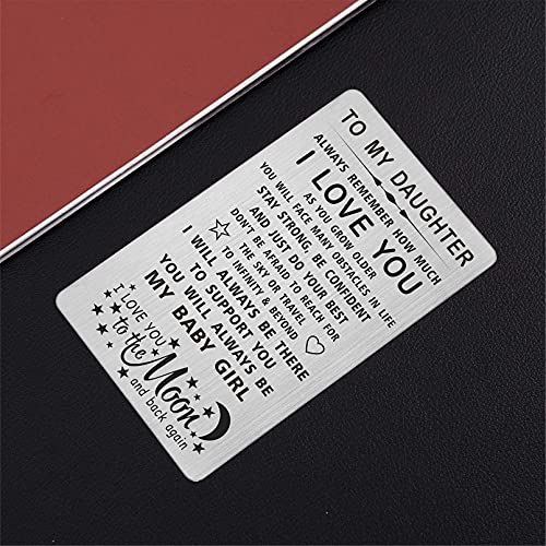 TANWIH Daughter I Love You Gifts Engraved Wallet Card, You Will Always Be My Baby Girl, To My Daughter Birthday Graduation Christmas Wedding Gifts from Mom Dad3