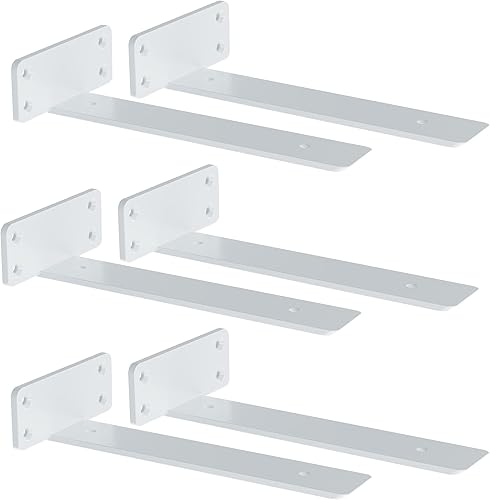 Miniatura 8 de ZGO Soportes de estante flotantes, soportes de estante resistentes, soportes en L de metal blanco para estantes, soportes de pared para estantes,