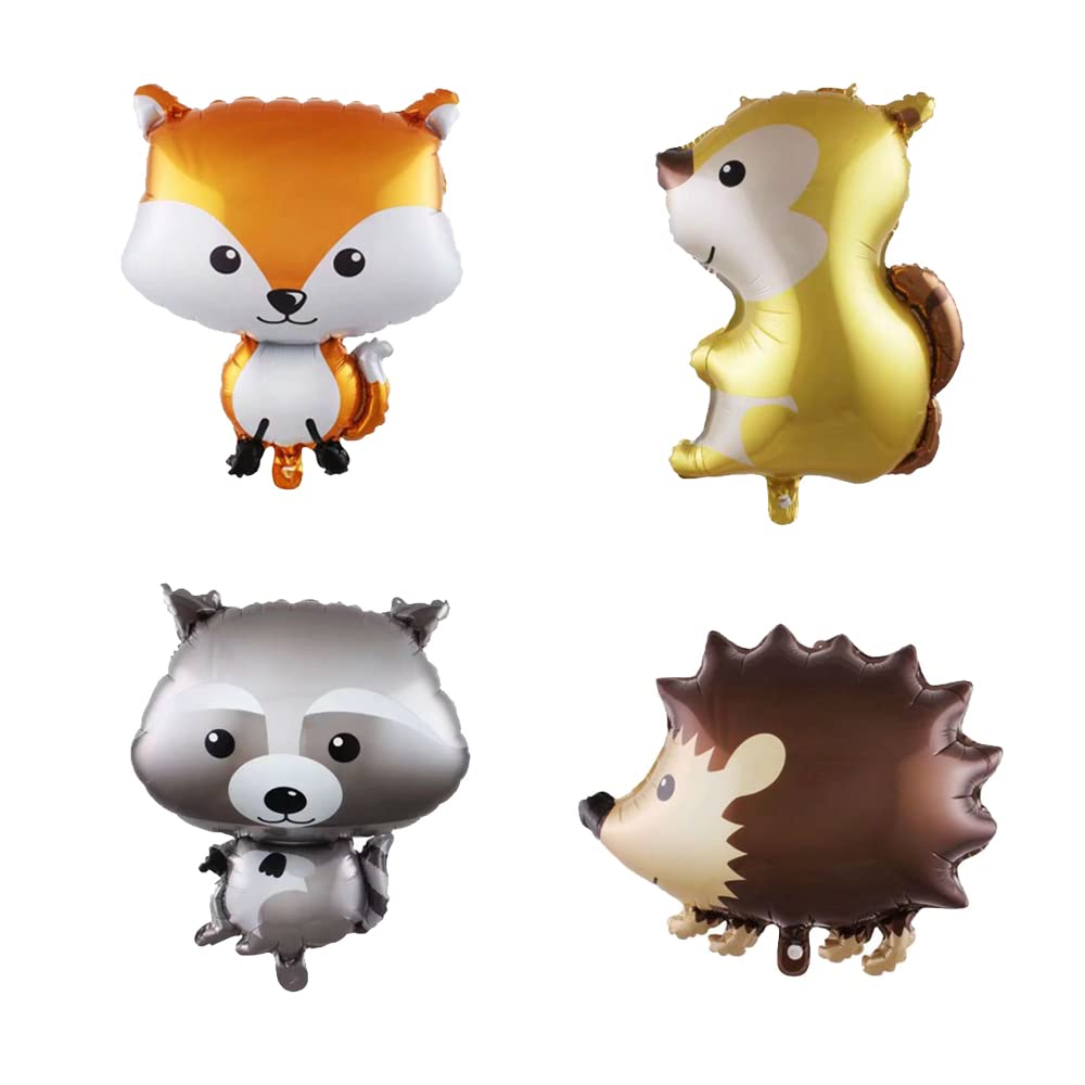 Lot De 4 Ballons Animaux : Renard, écureuil, Hérisson, Raton Laveur, Décorations De Fête Pour Fête Prénatale Ou Anniversaire Sur Le Thème De La Forêt