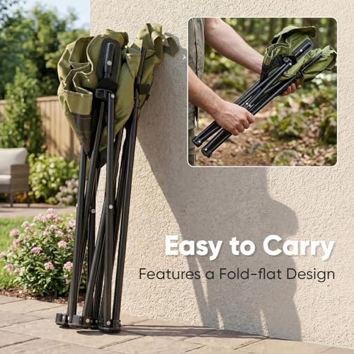 Image of Lifelong Foldable Camping Chair for Travelling | Portable Folding Chair with Back Rest & Side Pocket | Carbon Steel Frame | Durable Oxford Cloth | Indoor Outdoor Chair for Camping & Hiking