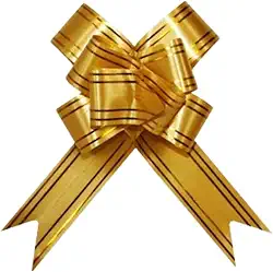 Laço Fácil Mágico Pronto Para Presente Lacinho Fita 10x10cm 100 Unidades Tamanho Médio Lembrancinha Fitilho (Dourado)