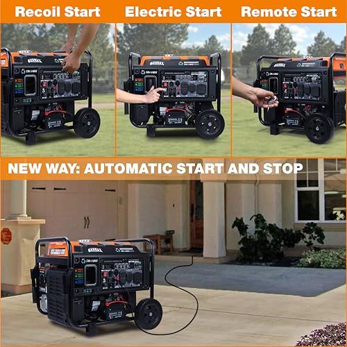 Image of GENMAX 10500 Peak Watt Tri Fuel Open Frame Inverter Generator,with ATS,Quiet Technology,CO Sensor,digital display and 50A,Ideal for Home backup,contruction site and RV Camping (GM10500XiT)