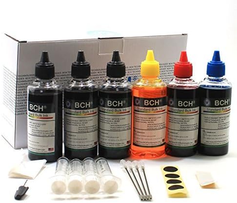 BCH Printer Ink Compatible to Refill All Printers: MG PG 240 243 245 CL 241 244 246 XL Inkjet Cartridge - Bulk Standard Grade 100 ml x 6 (Total 600 ml)