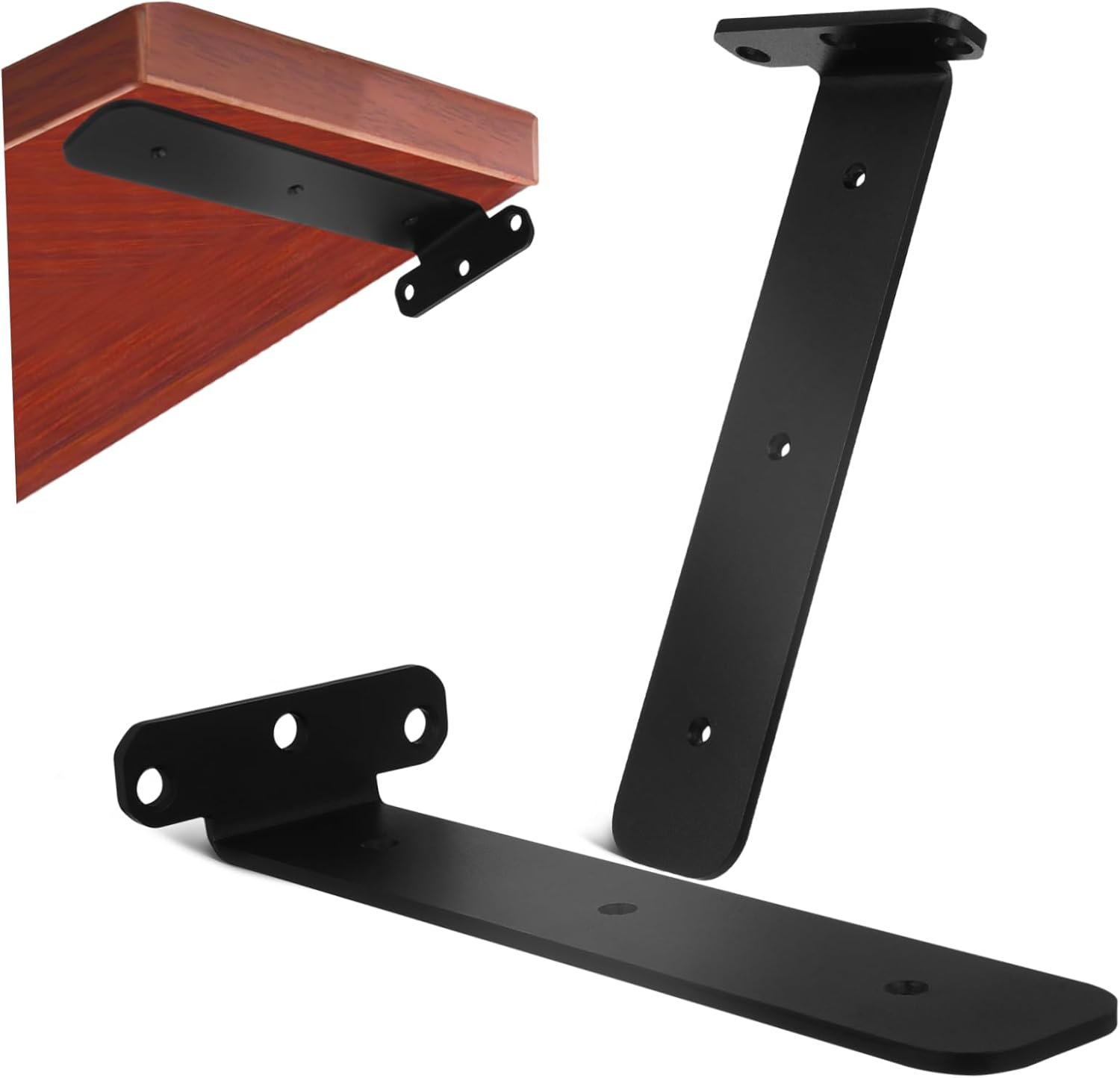 Angoily 2pcs Floating Shelf Brackets Heavy Duty Brackets for Wall Mounting Discreet Design Shelf Supports Easy Installation for Custom Shelving and Storage