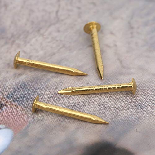 Clavos de latón vintage Brazen, 100 piezas, cabeza redonda, tamaño pequeño 15mm miniatura 1