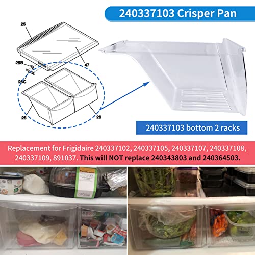 Azdele 2023 Upgraded 240337103 Refrigerator Crisper Pan, Replace 240337102, 240337105, 240337107, 240337108, 240337109, 891037, Compatible With Frigidaire, Kenmore, Crosley, White Westinghouse #TOP3