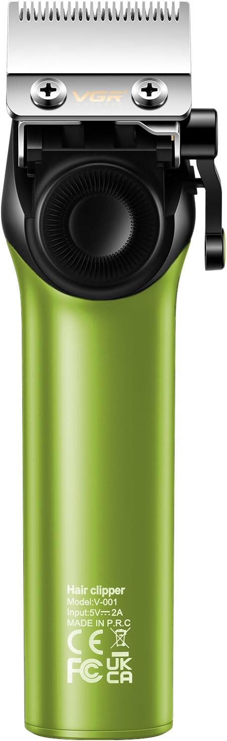 VGR 001 Professional Hair Clippers for Men, Cordless Barber Clippers for Hair Cutting, Carbon Steel Blade Hair Trimmers for Barbers, 9000RPM, LED Display, Green