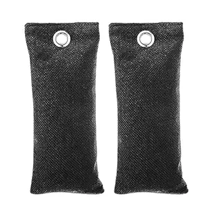 2 Pack 75g Bamboo Charcoal Bag for Home Activated Charcoal Fresher Odor Absorber Remove TVOC Mold Moisture Purify Air for House Car Wardrobe Cabinet(Black2 Pack) -Layfoo