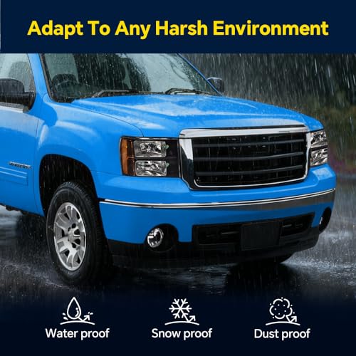 Image of GRAND ORANGE Headlights Assembly Compatible with 2007-2013 GMC Sierra 1500 /Fit for 07-14 GMC Sierra 2500HD 3500HD Headlamps Clear lens Black Housing Amber Reflector