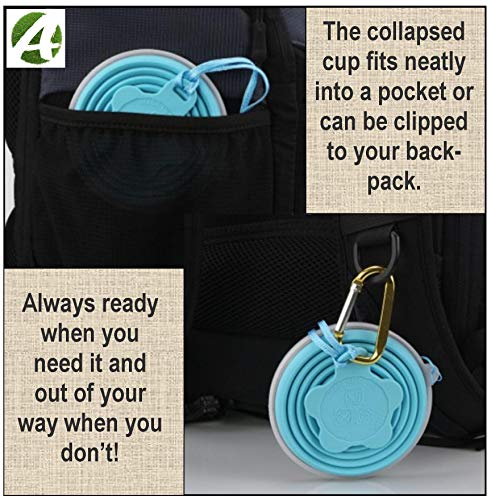 image for AVALEISURE Collapsible Travel Cup - Ultra-Slim Foldable Silicone Cup w