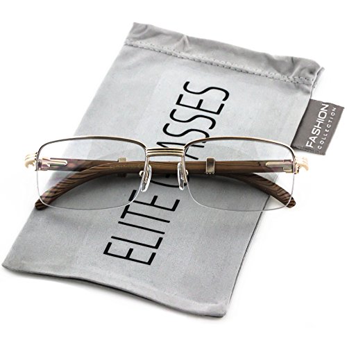 FLAWLESS EYEWEAR Elite WOOD Art Nouveau VINTAGE Semi Rimless Style Gangster RICH Frame EyeGlasses