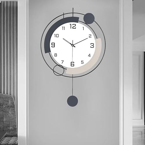 TOHOOYO Grande orologio da parete decorativo da parete con pendolo, silenzioso, funzionamento a batteria, grande orologio da parete per soggiorno, cucina, casa, bagno, camera da letto, 16 x 25,6