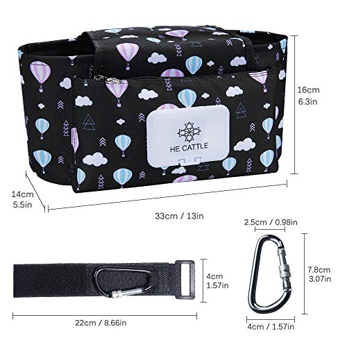 Kinderwagen Organizer, Kinderwagentasche Kinderwagen Zubehör, Getränkehalter Kinderwagen Tasche (hot air balloon)