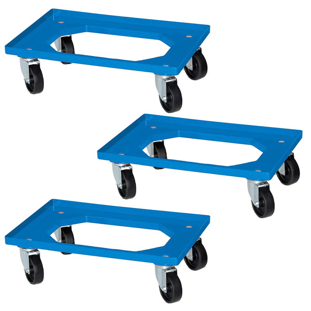 3 ruedas logísticas para contenedores de 600 x 400 mm, ruedas negras, azules, 250 kg