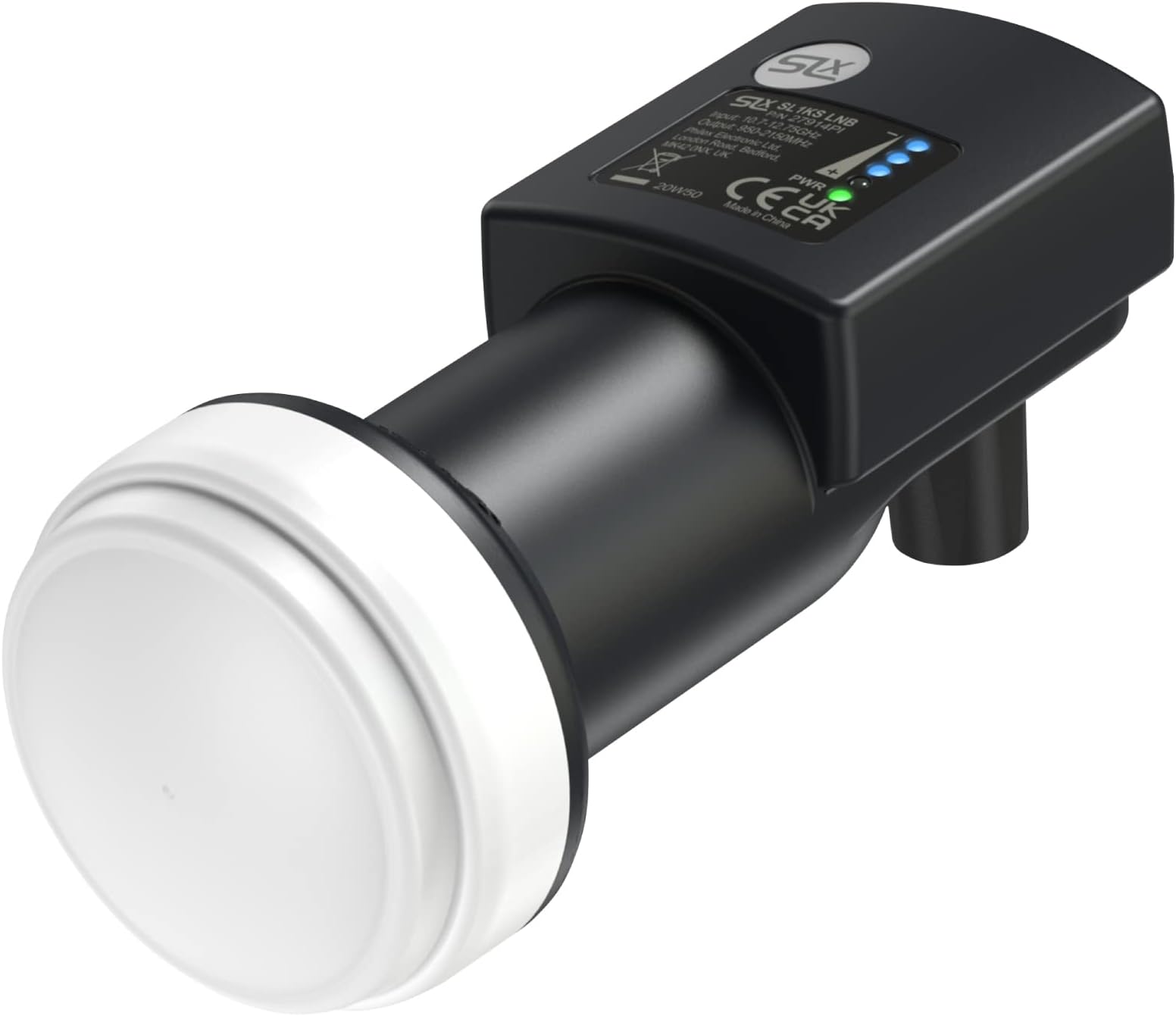 SLx LNB 1 Quad Output, Built-in Signal Finder, LNB for Satellite Dish Freesat/Satellite Recievers, KU Band, Universal LNB for Sky HD, Sky HD+, Freesat HD, 25MHz PLL Crystal Technology