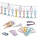 ZERHOK 48 Set Bolsa de Dulces de Sirena, Cajas de Regalos Sirena Conos Dulces de Sirena DIY Artículos de Fiesta Sirena para Cumpleaños Infantiles Fiesta en la Piscina Baby Shower