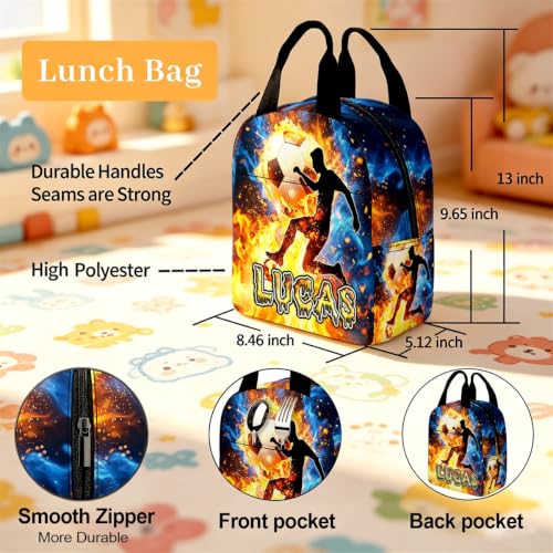 Image of Custom Kids Backpack for Boy Toddler Backpacks Back to School Bookbag Set | Kid Personalized Backpack with Lunch Box Boy Kindergarten Elementary Preschool Daypack Birthday Gifts Travel Sports Soccer