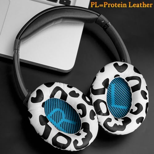 Image of SoloWIT Protein Leather Earpads Cushions for Bose Headphones, Replacement Ear Pads for Bose QuietComfort 15 QC15 QC25 QC2 QC35 /Ae2 Ae2i Ae2w /SoundTrue & SoundLink Around-Ear Series - Snow Leopard