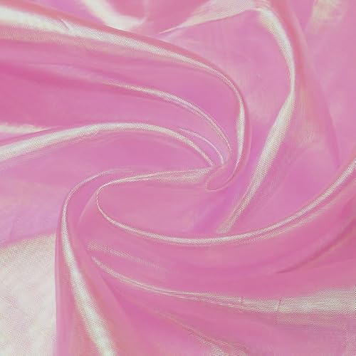 1.4M*1M Iridescent Organza Fabric Blue Organza Polyester Fabric, (Pink)