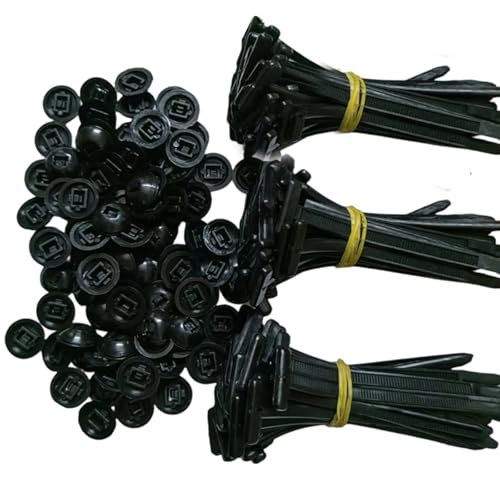 100PCS Snap-fit Nylon Fastening Clip for Car Repairs, Nylon Universal Cable Tie Buckle, Heavy Duty Self-Locking Zip Ties Holder Tools with Pin &amp; Button Design, Fasteners Car Body