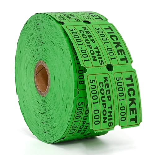 L LIKED Raffle Tickets Double Roll 1000 per Roll 50/50 Raffle Tickets for Events, Entry, Class Reward, Prizes (Green)