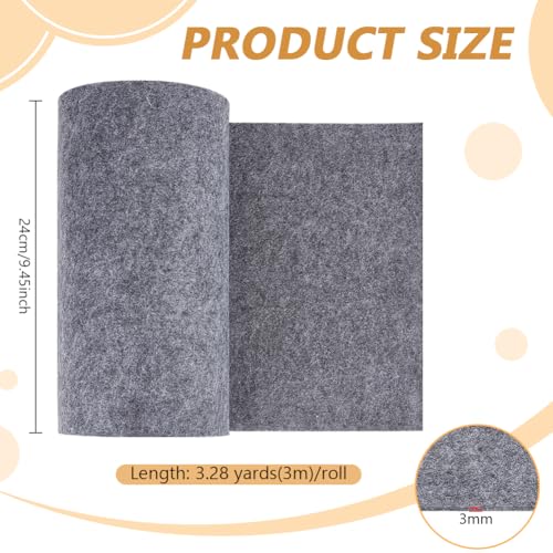 Image of BENECREAT 118x9.45 Inch Grey Felt Roll, Non Woven Felt Fabric, Craft Felt Fabric for Patchwork Sewing Decoration Craft DIY, 3mm Thick
