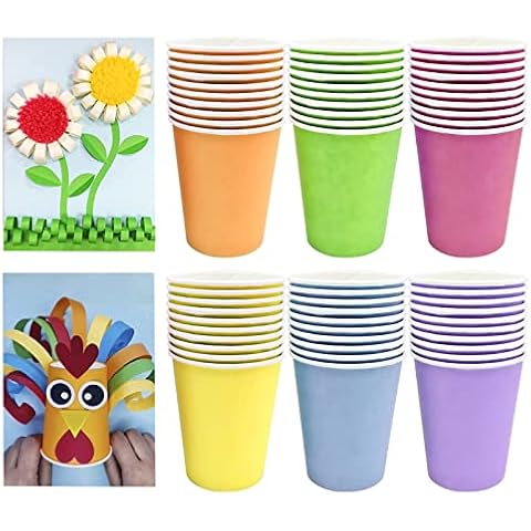 Cisolen Pack of 60 Disposable Paper Cups Color Paper Cups Multicolor Party Cups Drinking Cups Disposable Cups for Party Birthday Decoration Wedding Cover