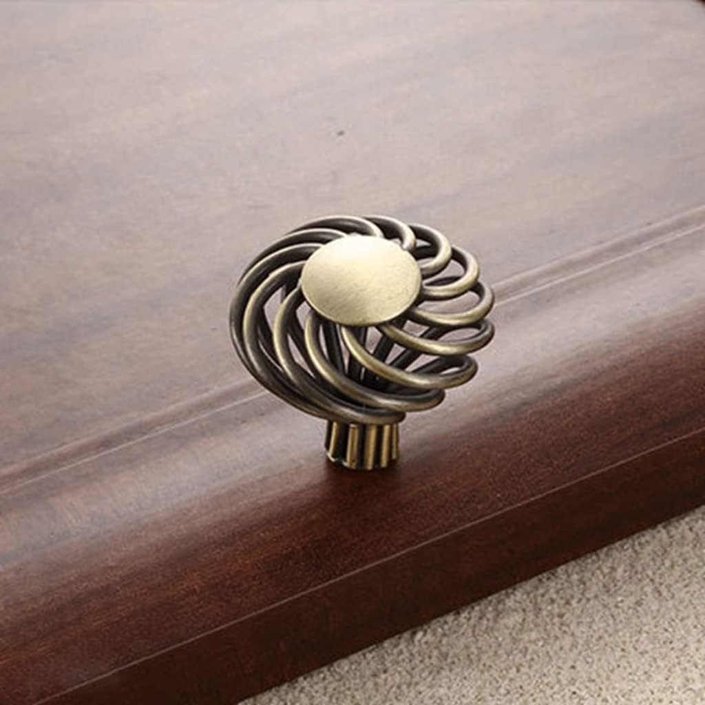 2 Pack Birdcage Cabinet Knobs Bronze Metal Oval Nest Twist Kitchen Cupboard Knobs Retro Birdcage Cabinet Knob Vintage Brass Cabinet Hardware Knob for Drawer Dresser Wardre (45 mm, Bronze)