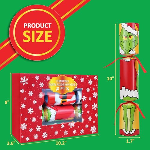 Siawoy TG2607-SG 8 Pack Christmas Party Favors No Snap Party Table Favors With Party Hat, Joke & Little Gift Inside, Holiday Party Favor Supplies For Kids And Adults thumb #6