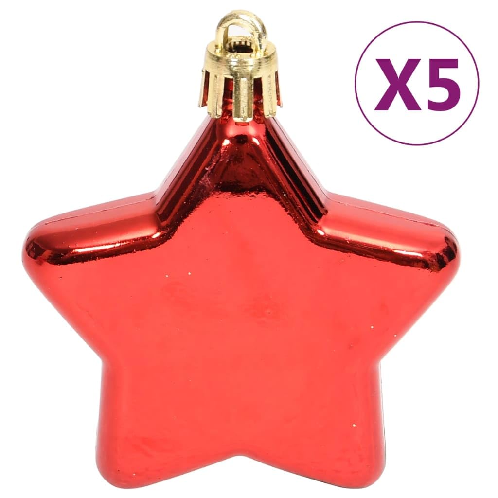 Juego de 70 bolas de Navidad de plástico, color dorado y rojo, diferentes tamaños y formas, incluye caja de almacenamiento para adornos de árbol de Navidad