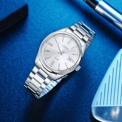 CIVO Analog Mens Watches Silver: Wrist Watches with Date Easy to Read — view 6