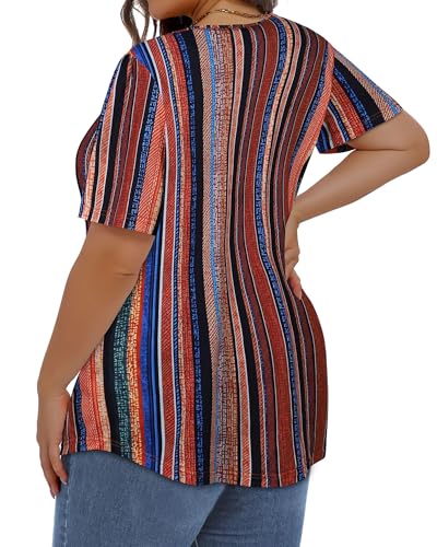 Image of Plus Size Tops for Women Pleated Summer Top Trendy Short Sleeve Shirts Casual Basic Tee Crew Neck Blouses 2026