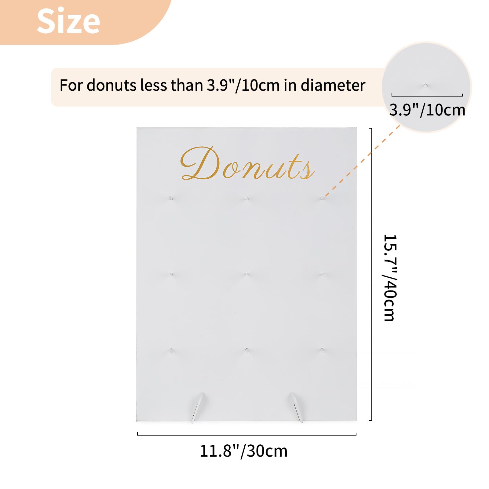 Nuptio Ciambella Espositore Ciambelline Porta: Set di 2 Donut Bianca Marrone 30x40cm Baby Shower