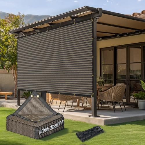 90% Sun Shade Cloth, Kesfitt 6x8FT Garden Shade Cover with Reinforced Grommets, Mesh Tarp Sun Privacy Screen for Greenhouse, Plant, Pergola, and Backyard Patio Sunshade